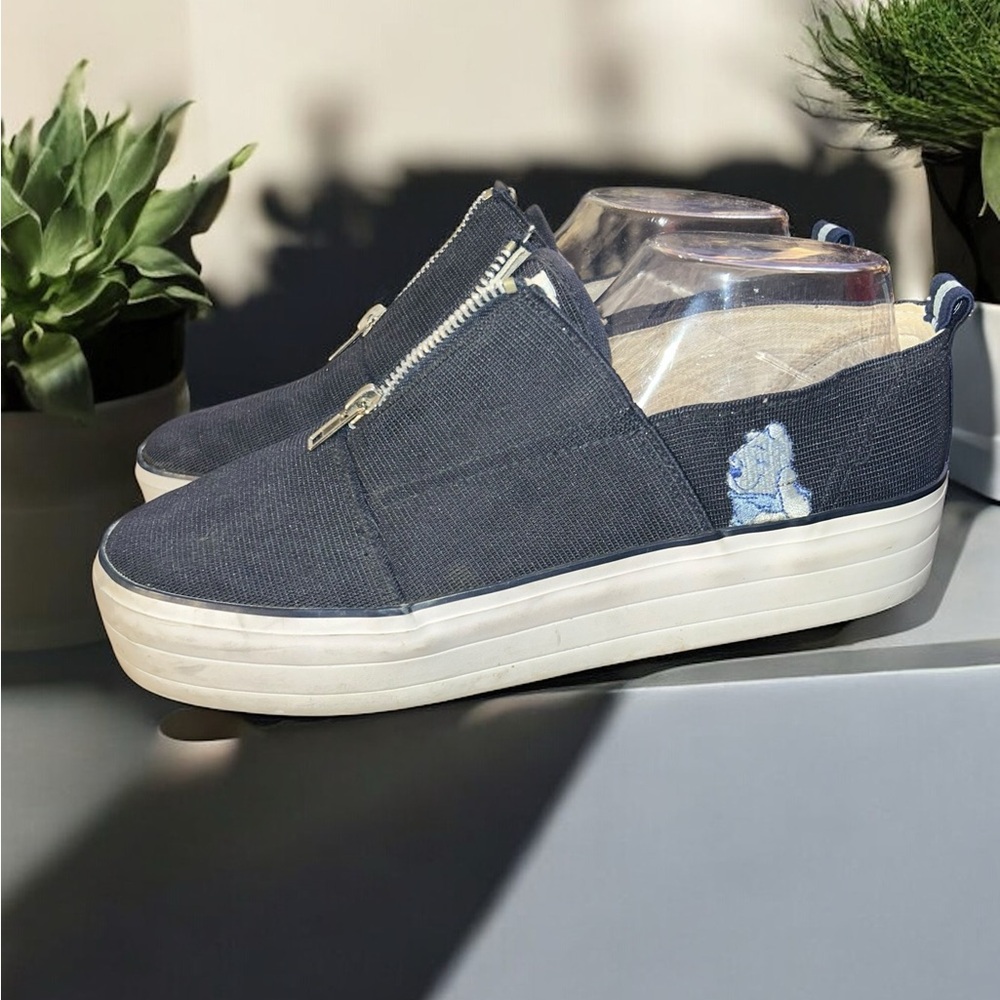 Navy Canvas Slip-On Sneakers